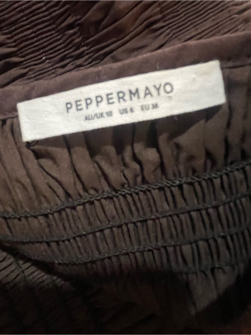 Peppermayo Garden Kisses Shirred Mini Dress Chocolate Brown Size 6 - Picture 7 of 7